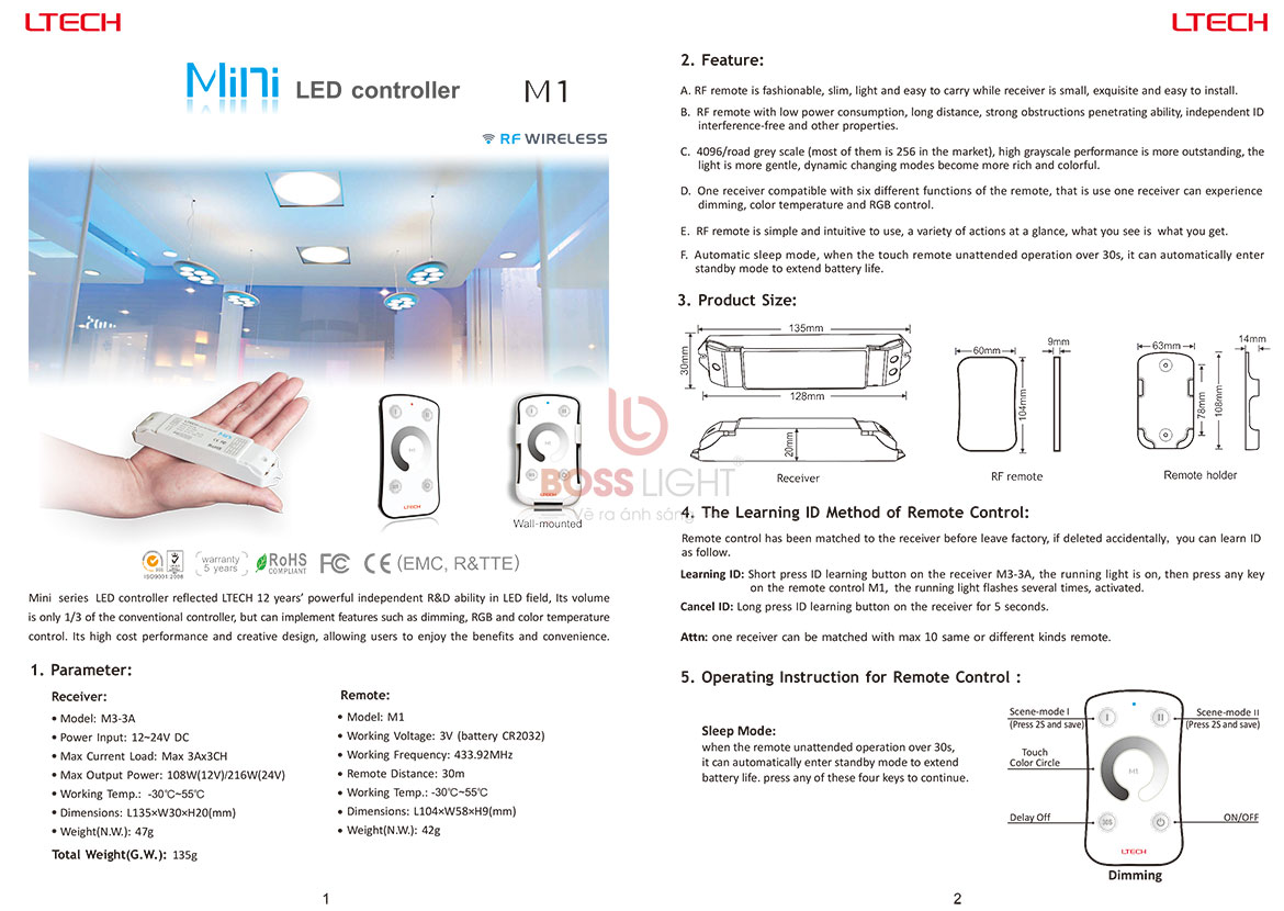 bộ điều khiển ltech DIM Controller M1+M3-3A